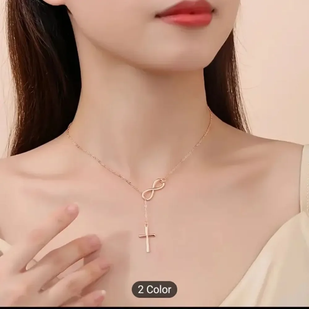 ‎Women's cross necklace gold new d62